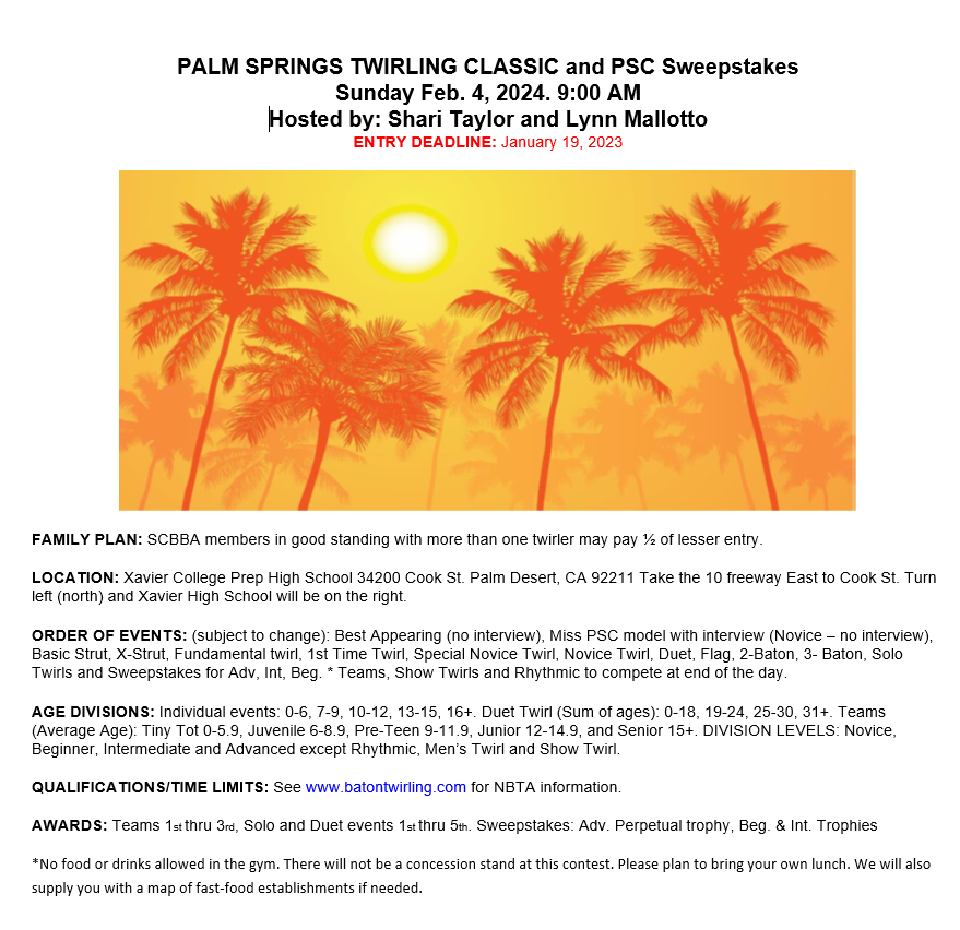 Palm Springs Competition Informaion