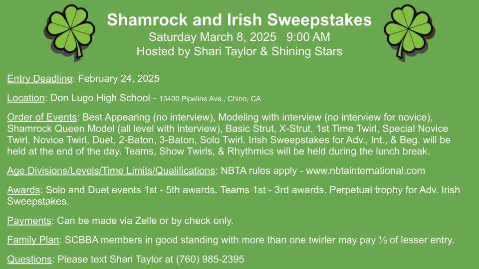 Shamrock Entry Information