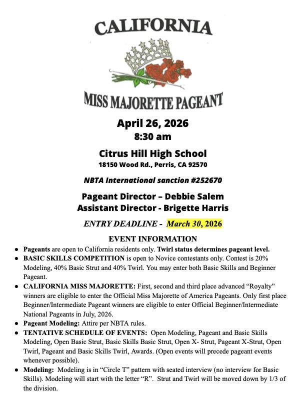 2026 Miss Majorette information